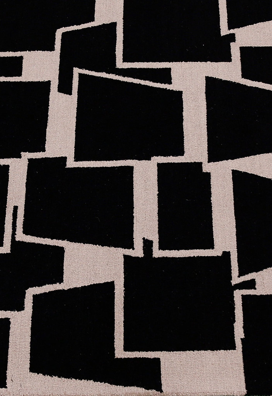Modern Geometrical Black Hand Tufted Wool Area Rug - The Rug Decor