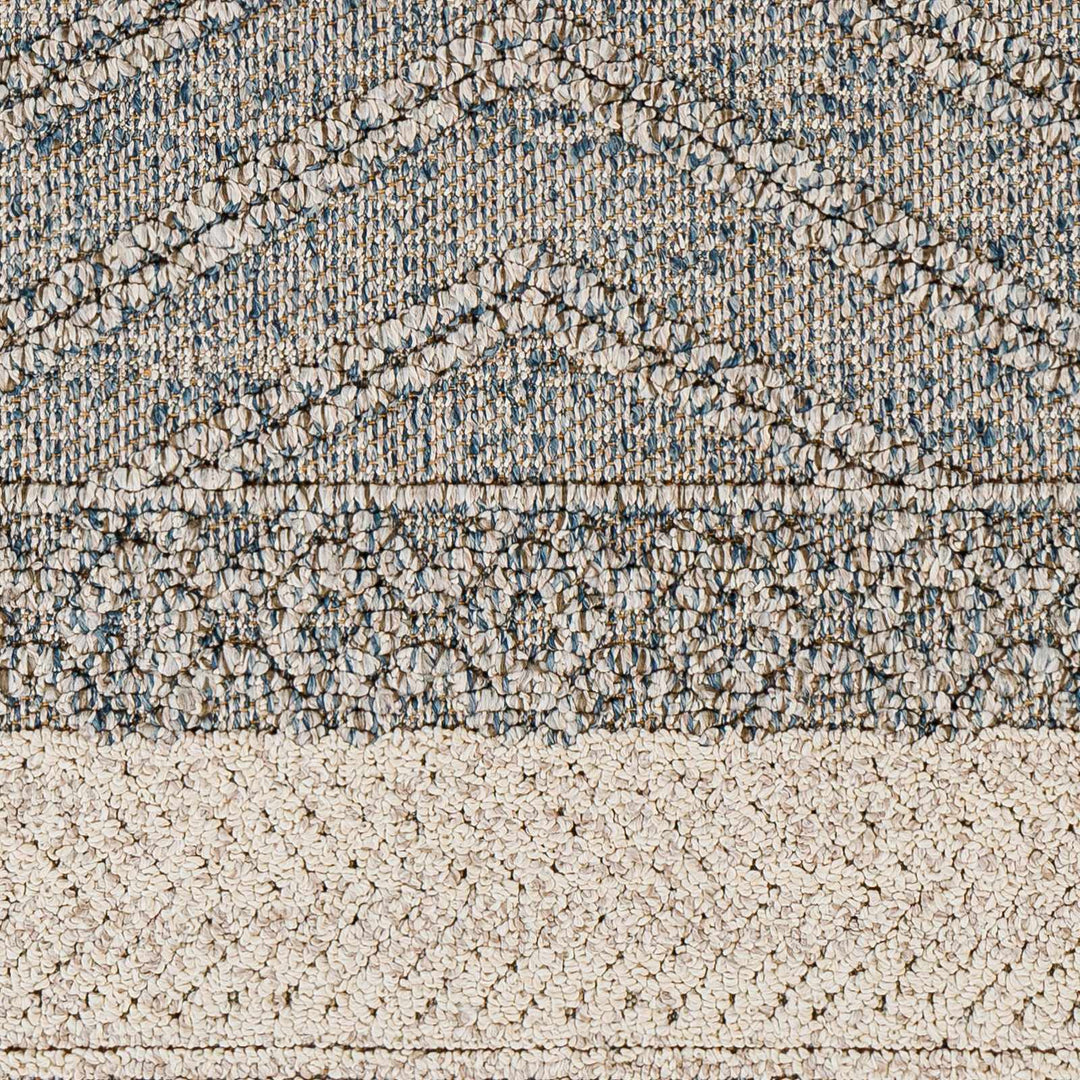 Modern Geometrical Blue and Ivory Chevron Design Outdoor safe Area Rug - The Rug Decor