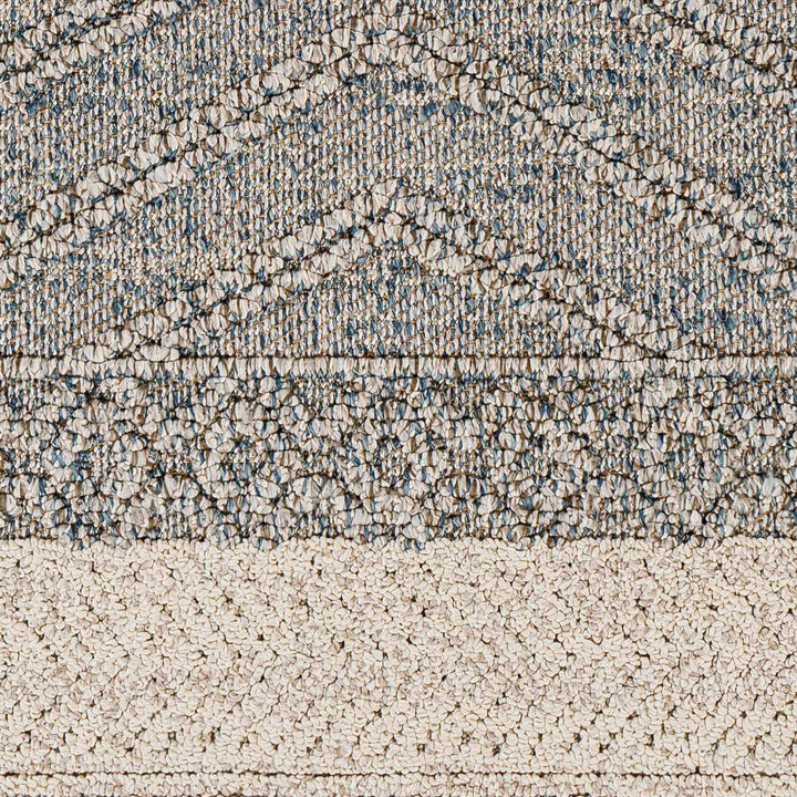 Modern Geometrical Blue and Ivory Chevron Design Outdoor safe Area Rug - The Rug Decor