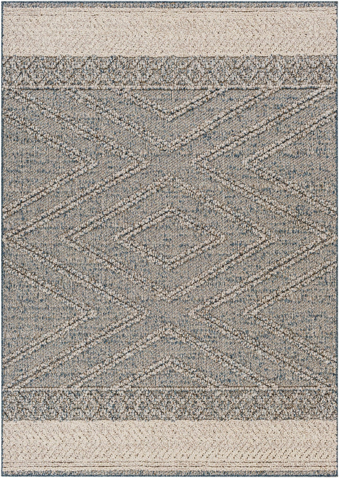 Modern Geometrical Blue and Ivory Chevron Design Outdoor safe Area Rug - The Rug Decor
