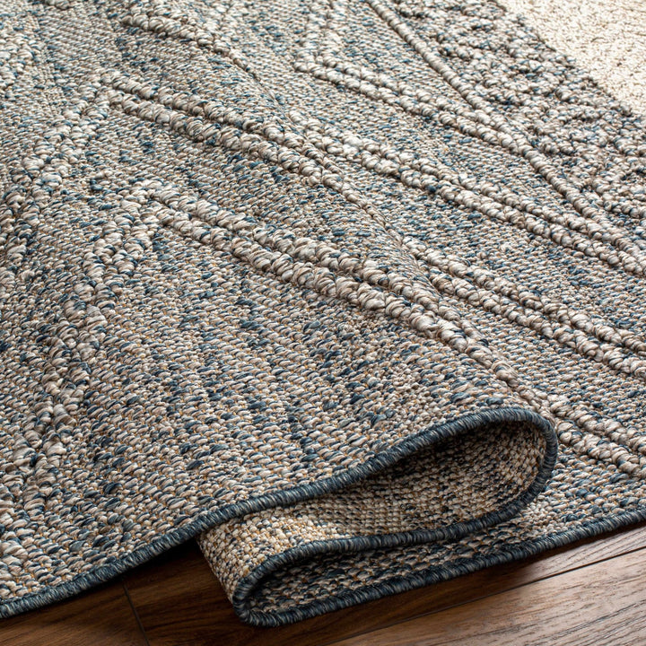 Modern Geometrical Blue and Ivory Chevron Design Outdoor safe Area Rug - The Rug Decor