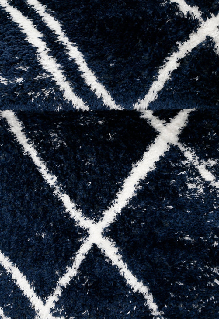 Modern Geometrical Blue Machine Woven 5x7 Area Rug - The Rug Decor