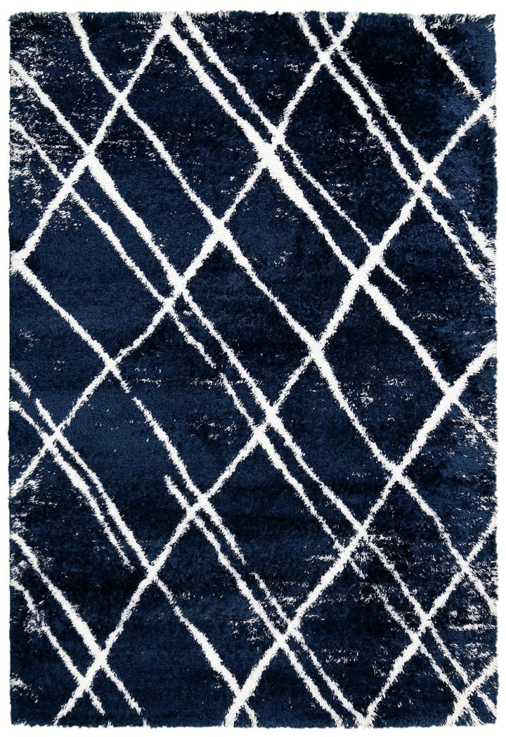 Modern Geometrical Blue Machine Woven 5x7 Area Rug - The Rug Decor