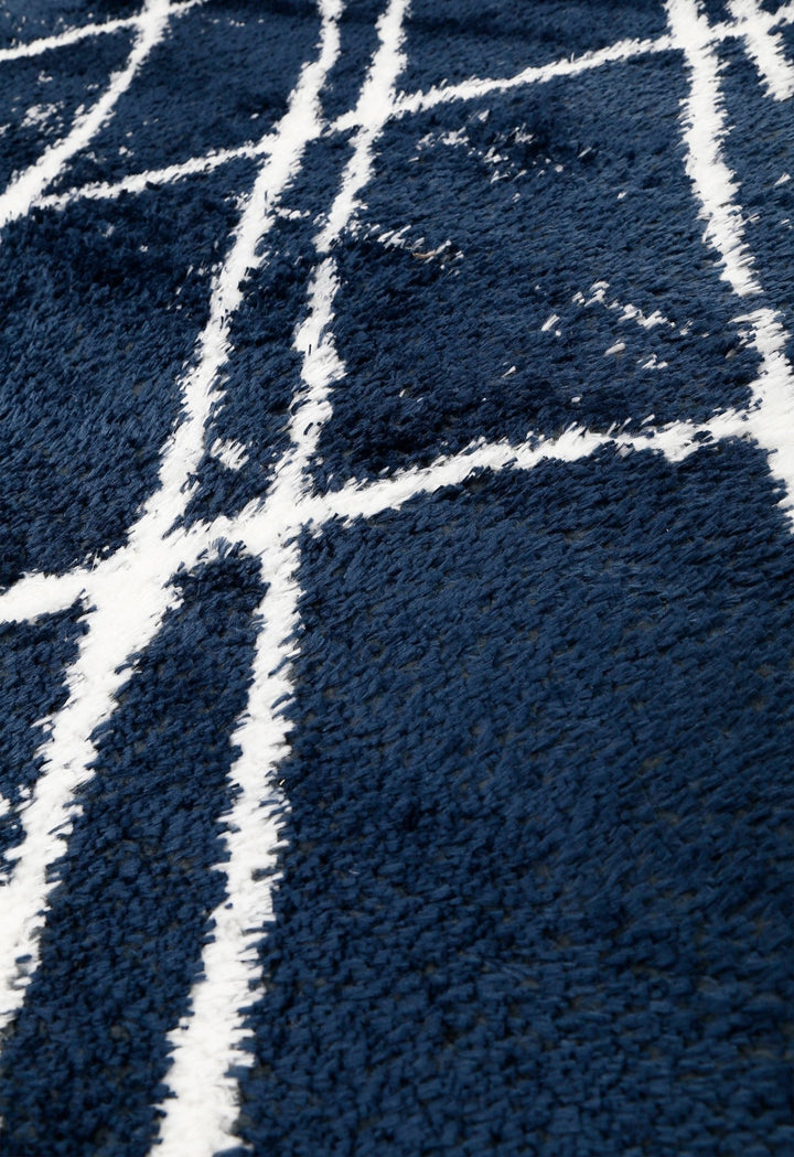 Modern Geometrical Blue Machine Woven 5x7 Area Rug - The Rug Decor