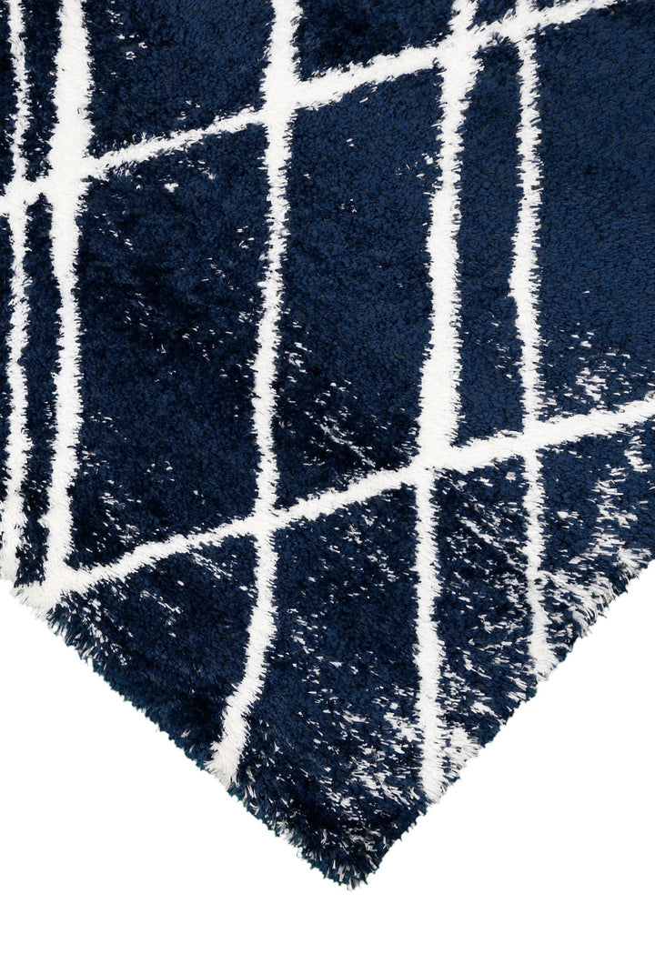Modern Geometrical Blue Machine Woven 5x7 Area Rug - The Rug Decor