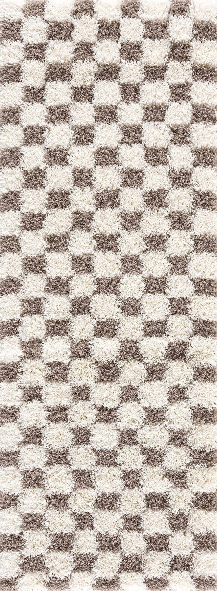 Modern Geometrical Brown and Ivory Checker Board Plush Pile Moroccan Style Area Rug - The Rug Decor