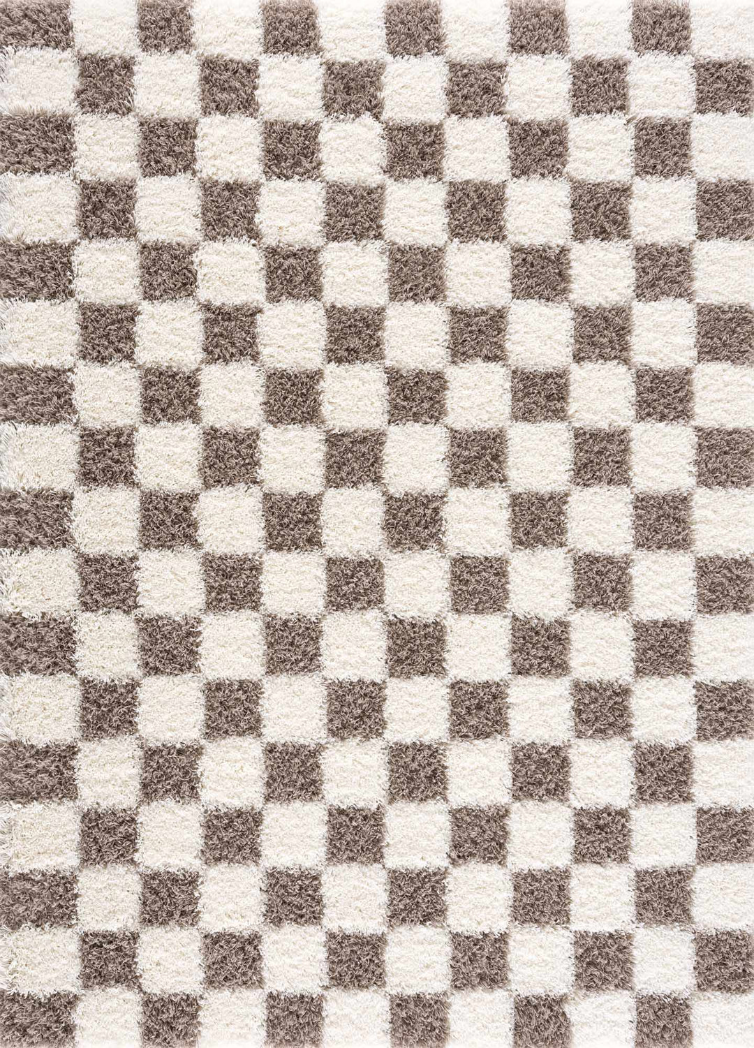 Modern Geometrical Brown and Ivory Checker Board Plush Pile Moroccan Style Area Rug - The Rug Decor