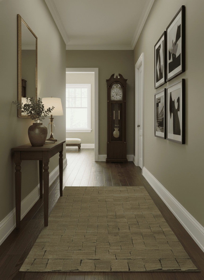 Modern Geometrical Brown, Olive and Charcoal Hand Knotted 5x8 Wool and Silk Area Rug - The Rug Decor