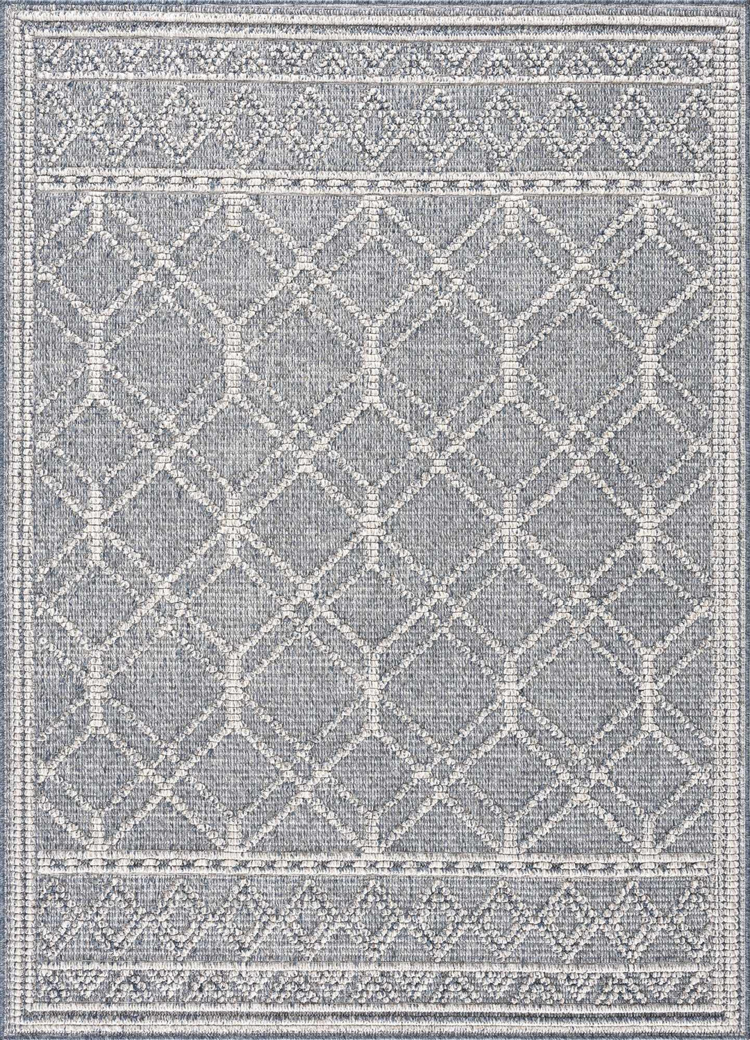 Modern Geometrical Carved Texture Blue and Ivory Outdoor Safe Area Rug - The Rug Decor
