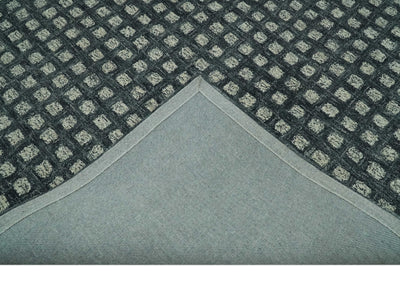 Modern Geometrical Charcoal and Ivory Hand Tufted 5x7.6 wool area rug - The Rug Decor