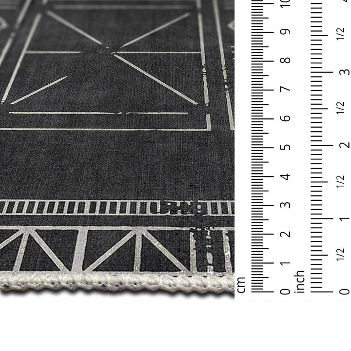 Modern Geometrical Charcoal Machine Washable Cotton Area Rug - The Rug Decor