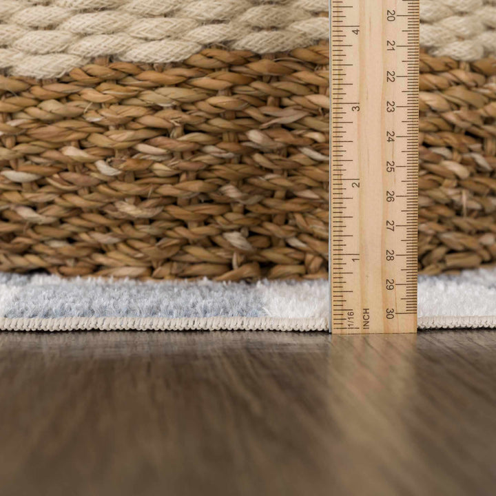 Modern Geometrical Checkered Blue and Ivory Check Board Washable Area Rug - The Rug Decor