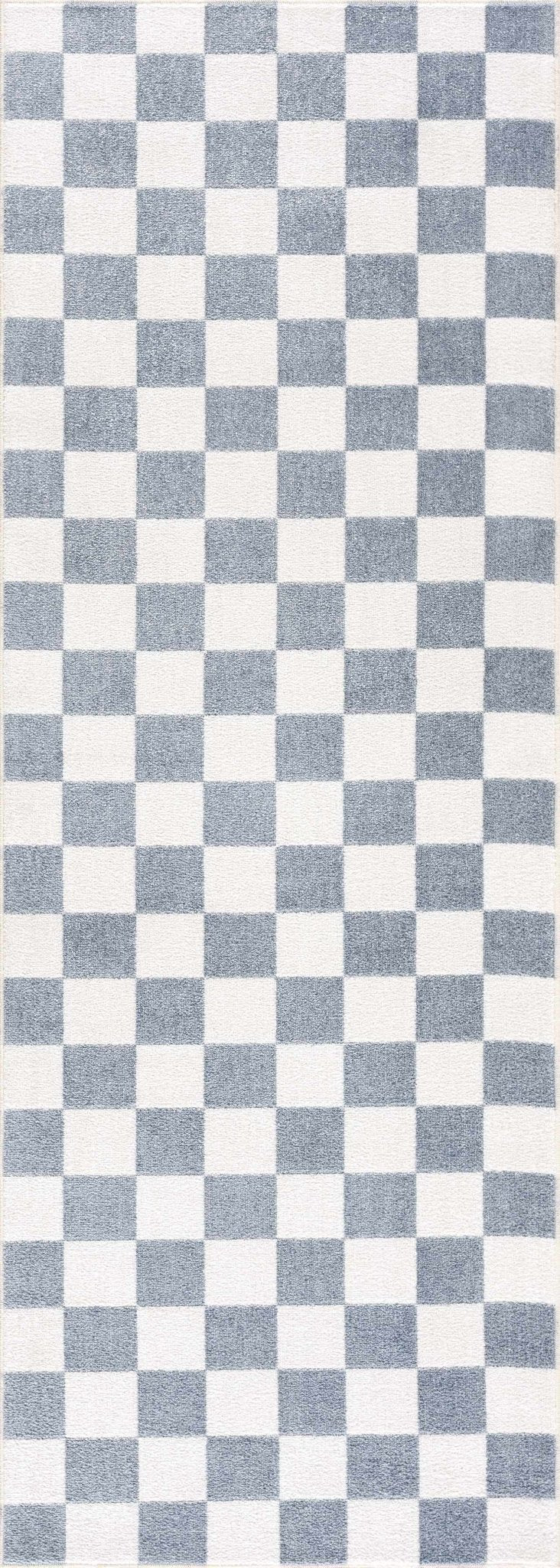 Modern Geometrical Checkered Blue and Ivory Check Board Washable Area Rug - The Rug Decor