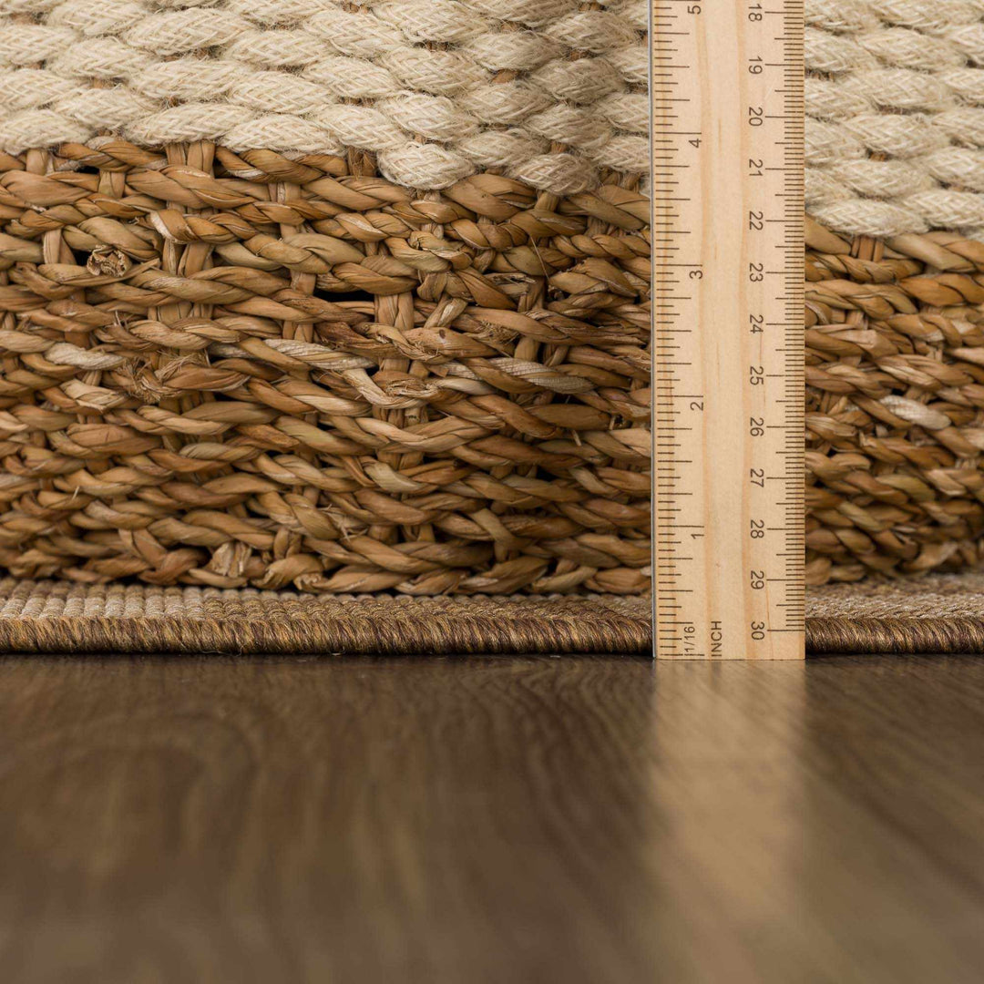 Modern Geometrical Checkered Brown and Ivory Outdoor safe Area Rug - The Rug Decor