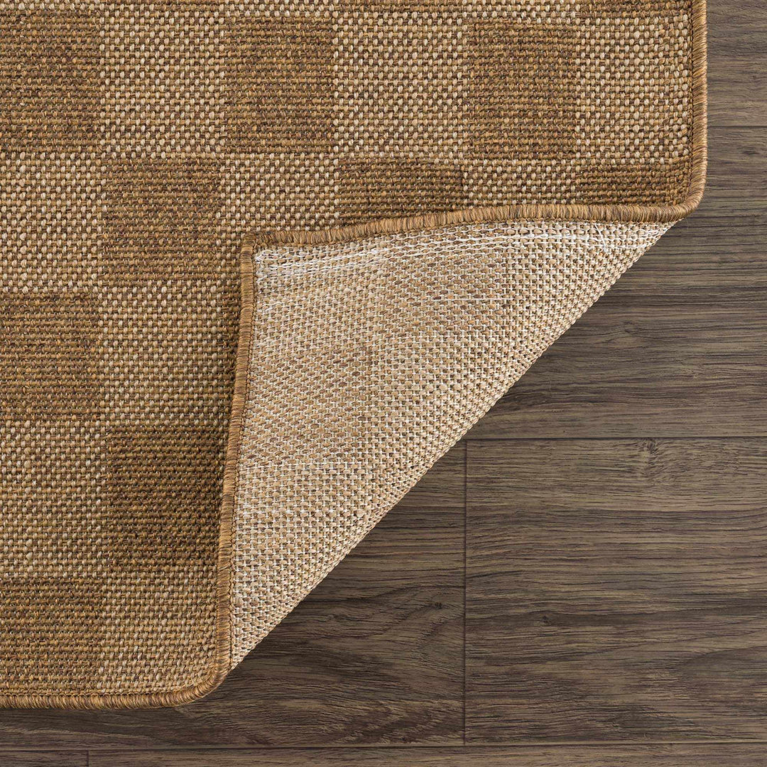 Modern Geometrical Checkered Brown and Ivory Outdoor safe Area Rug - The Rug Decor