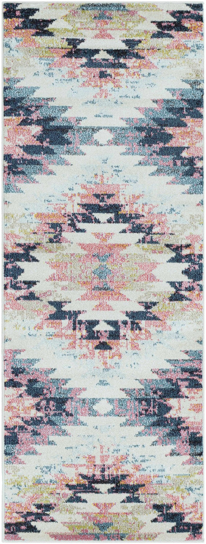 Modern Geometrical Chevron Design Ivory, Pink, Blue and Teal Multi size Rug - The Rug Decor