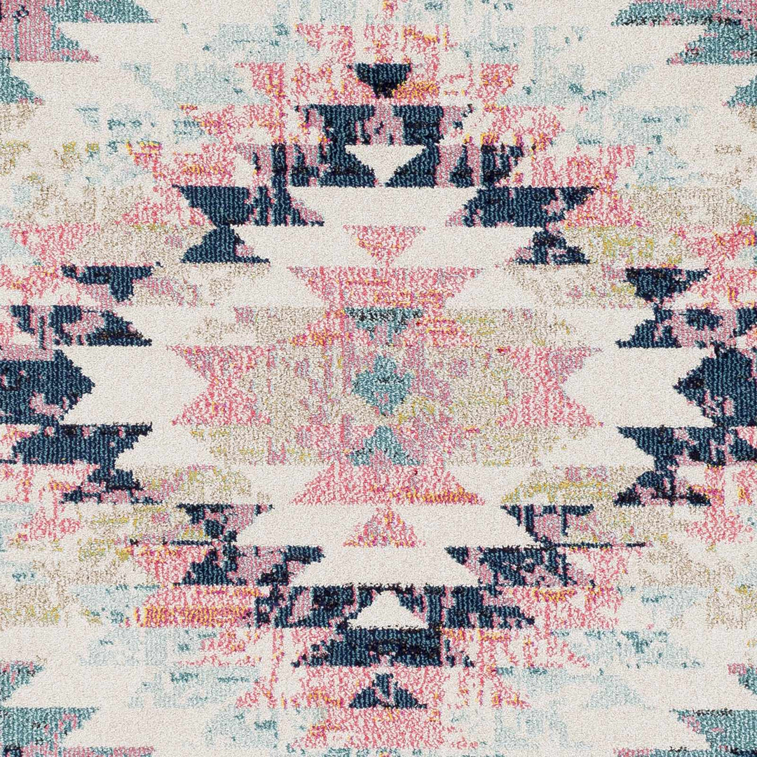 Modern Geometrical Chevron Design Ivory, Pink, Blue and Teal Multi size Rug - The Rug Decor