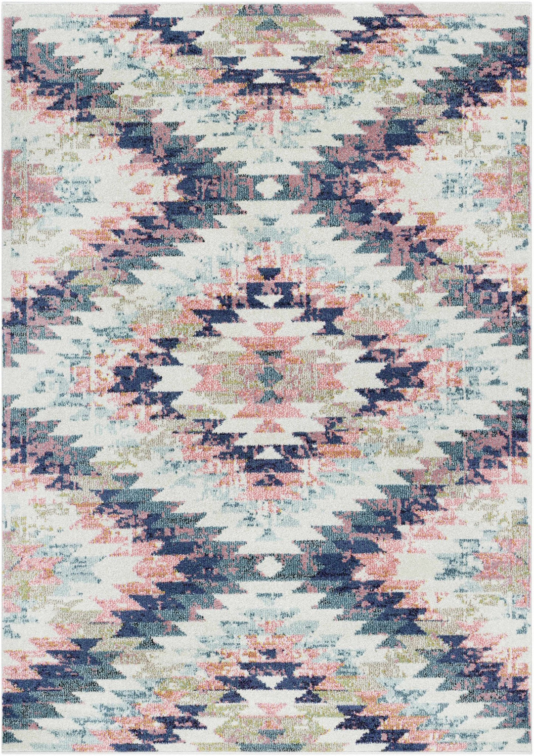 Modern Geometrical Chevron Design Ivory, Pink, Blue and Teal Multi size Rug - The Rug Decor