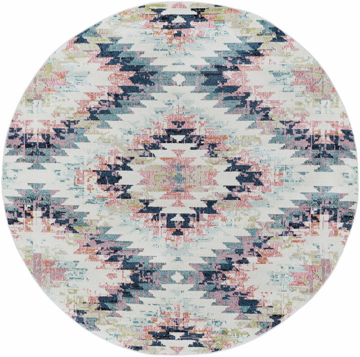 Modern Geometrical Chevron Design Ivory, Pink, Blue and Teal Multi size Rug - The Rug Decor
