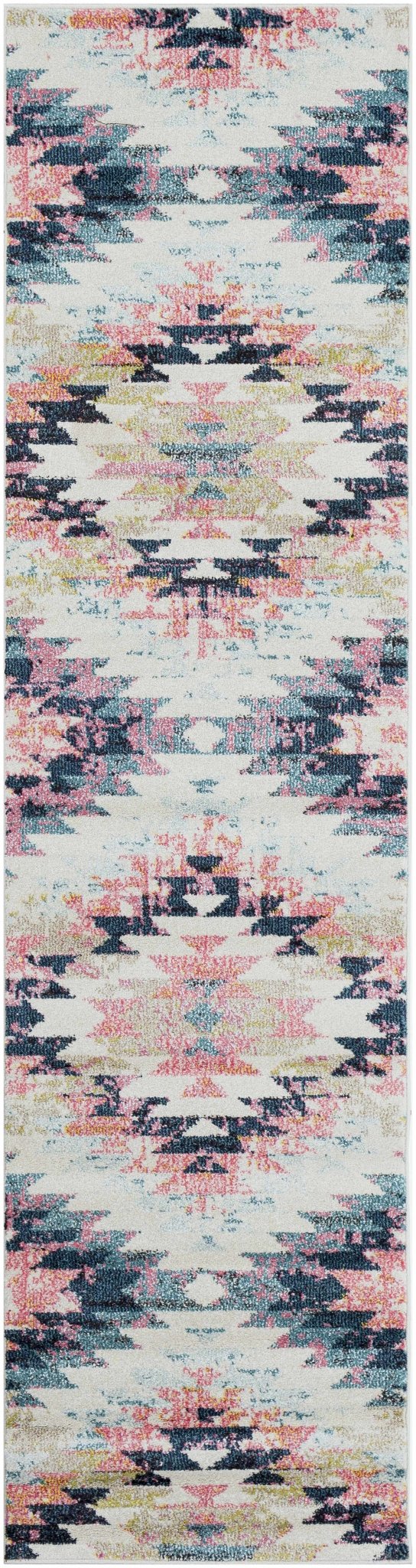 Modern Geometrical Chevron Design Ivory, Pink, Blue and Teal Multi size Rug - The Rug Decor