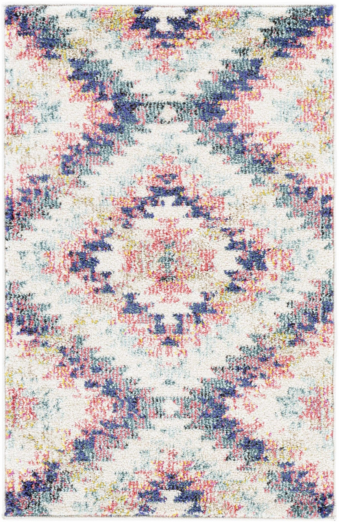 Modern Geometrical Chevron Design Ivory, Pink, Blue and Teal Multi size Rug - The Rug Decor
