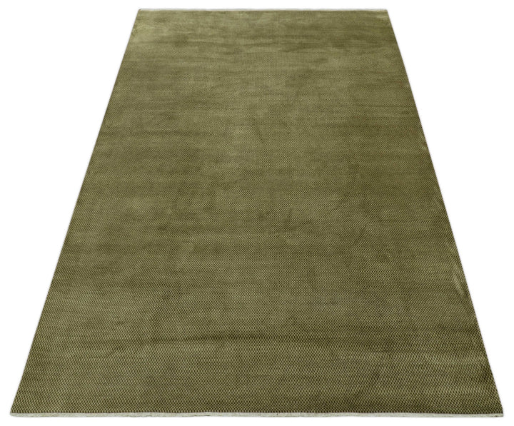 Modern Geometrical Design Beige And Brown 6x10 Hand Knotted Wool Rug - The Rug Decor