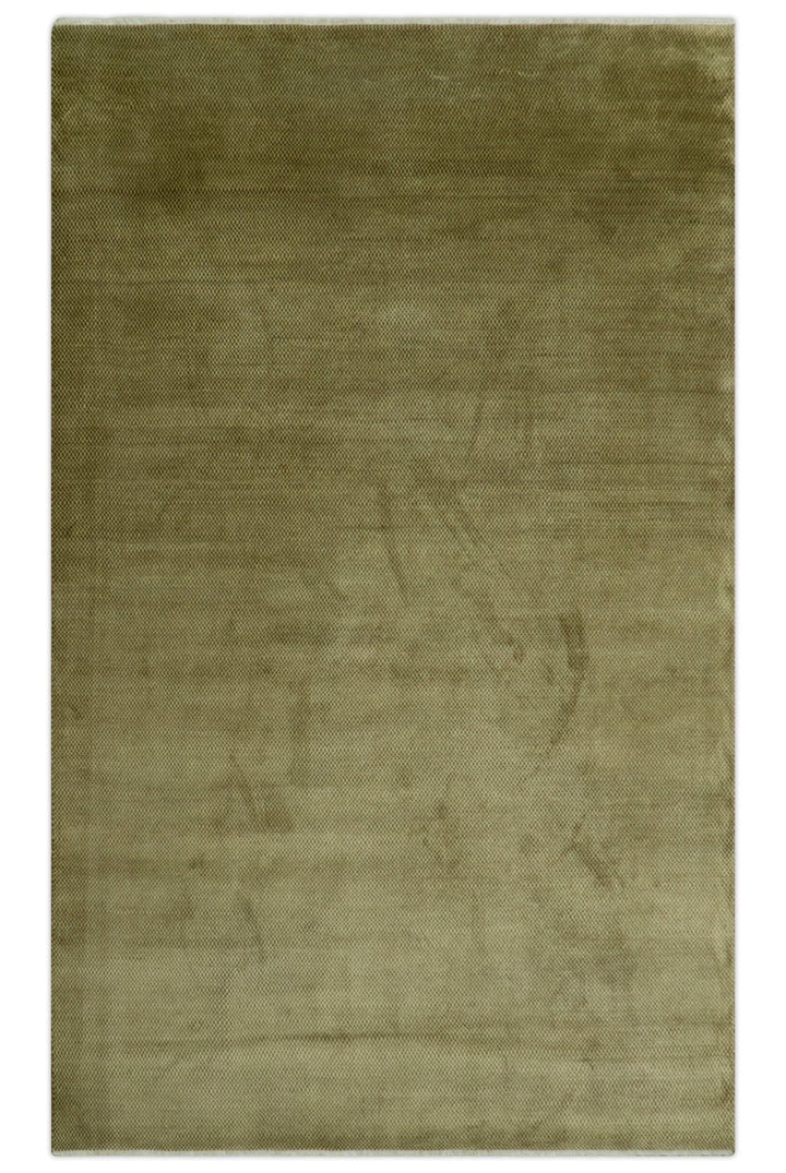 Modern Geometrical Design Beige And Brown 6x10 Hand Knotted Wool Rug - The Rug Decor