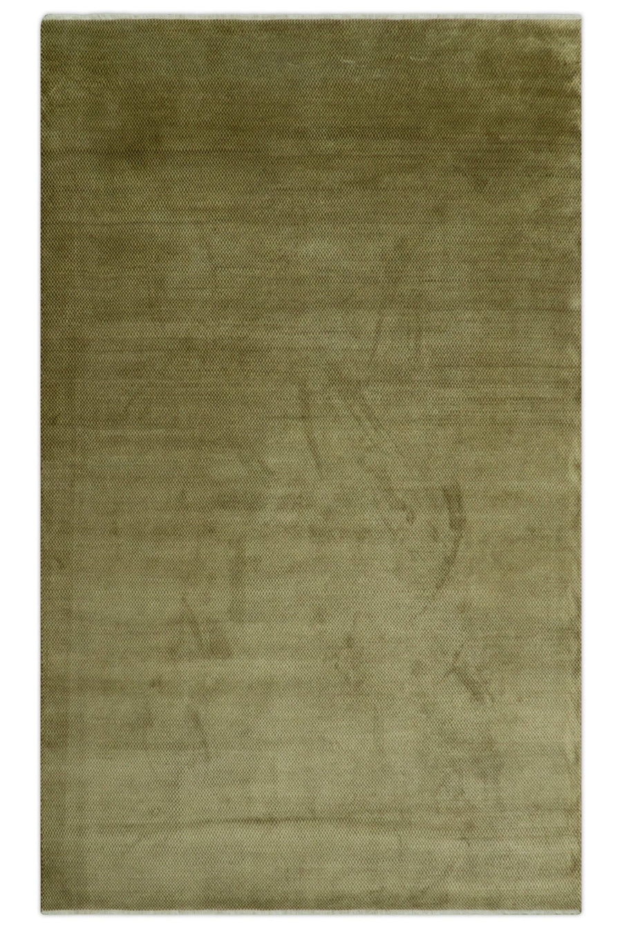 Modern Geometrical Design Beige And Brown 6x10 Hand Knotted Wool Rug - The Rug Decor