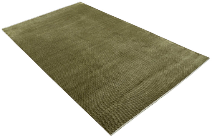 Modern Geometrical Design Beige And Brown 6x10 Hand Knotted Wool Rug - The Rug Decor