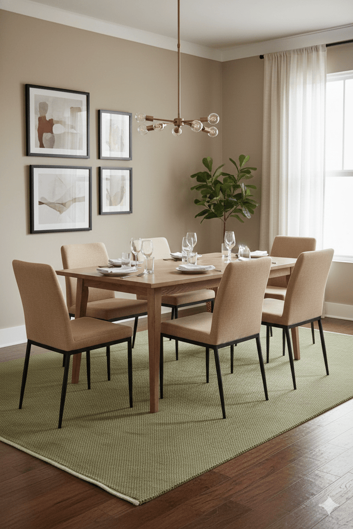 Modern Geometrical Design Beige And Brown 6x10 Hand Knotted Wool Rug - The Rug Decor