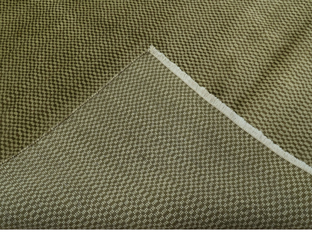 Modern Geometrical Design Beige And Brown 6x10 Hand Knotted Wool Rug - The Rug Decor