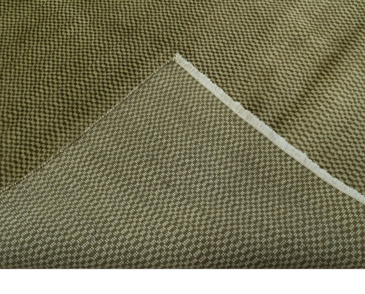 Modern Geometrical Design Beige And Brown 6x10 Hand Knotted Wool Rug - The Rug Decor