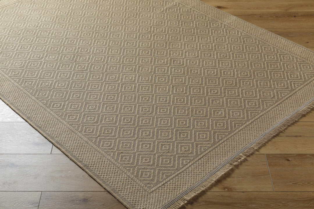 Modern Geometrical Design Beige Machine Woven Jute Area Rug - The Rug Decor