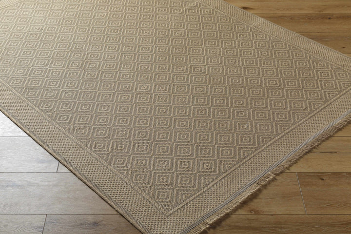 Modern Geometrical Design Beige Machine Woven Jute Area Rug - The Rug Decor
