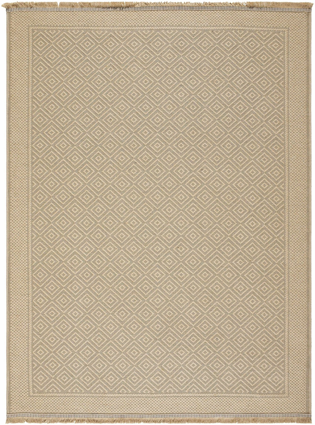 Modern Geometrical Design Beige Machine Woven Jute Area Rug - The Rug Decor