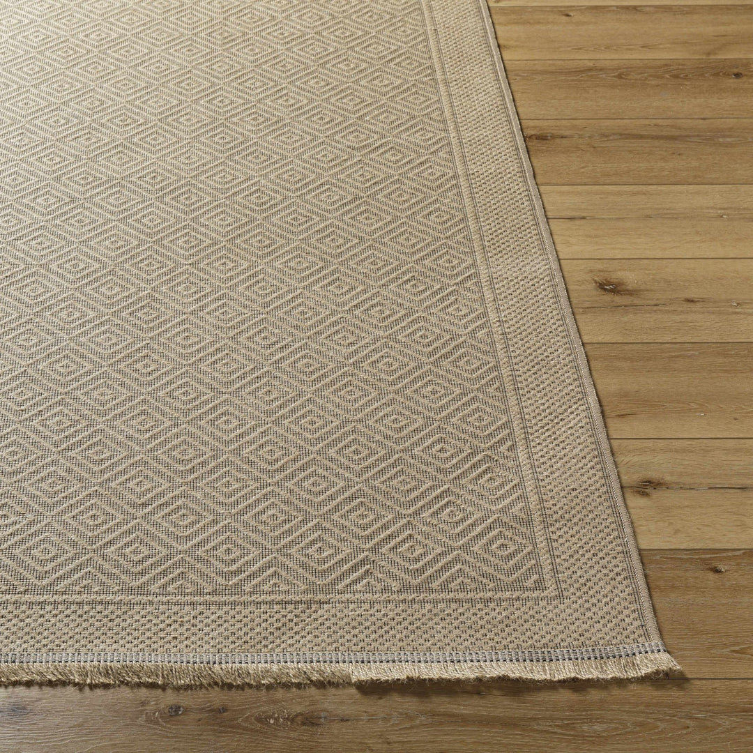 Modern Geometrical Design Beige Machine Woven Jute Area Rug - The Rug Decor