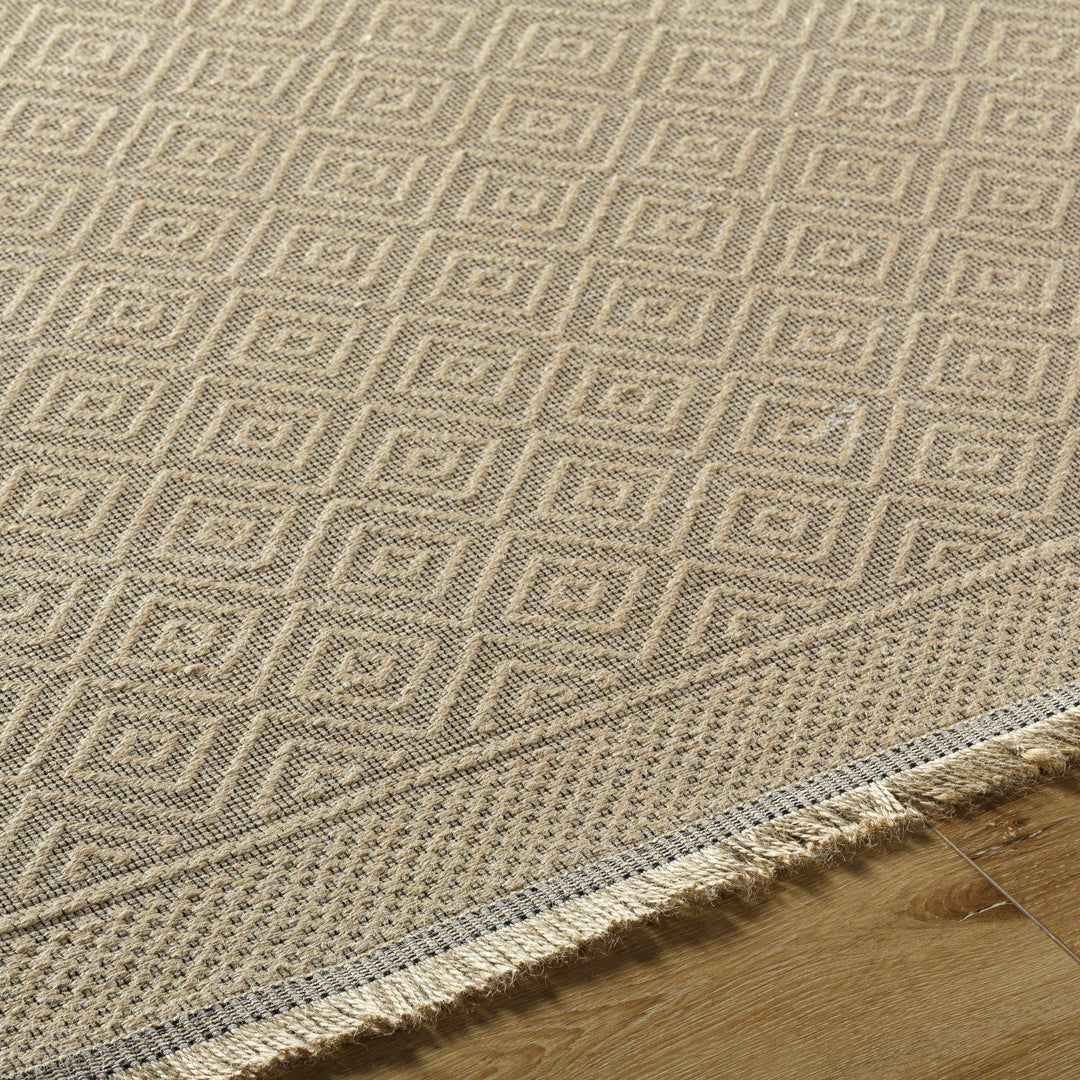 Modern Geometrical Design Beige Machine Woven Jute Area Rug - The Rug Decor