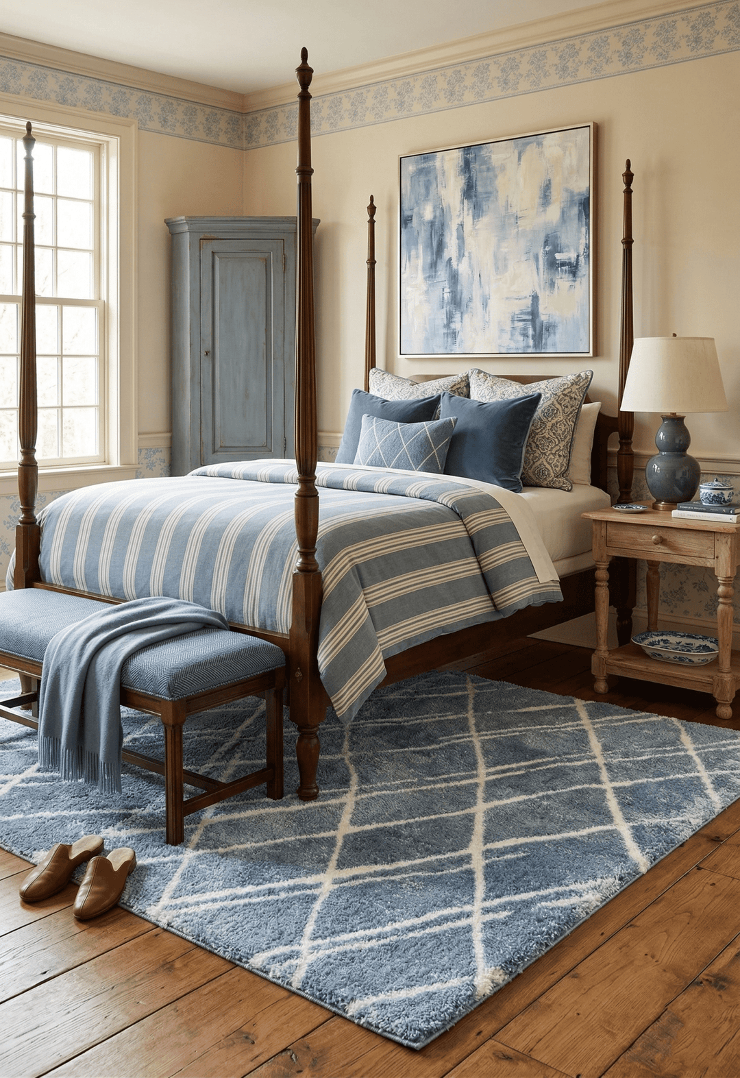 Modern Geometrical Design Blue 5x7 Rug - The Rug Decor