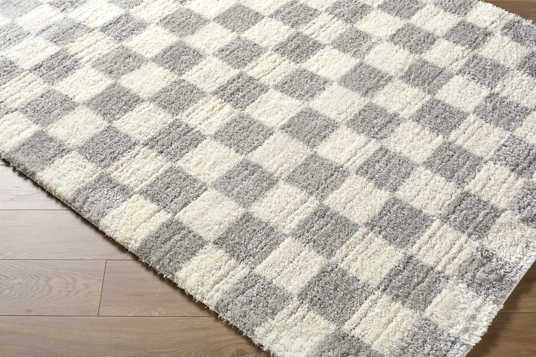 Modern Geometrical Design Cream And Gray Machine Woven Area Rug - The Rug Decor