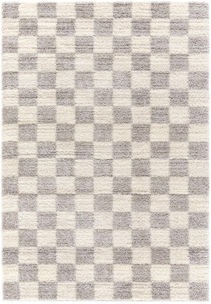Modern Geometrical Design Cream And Gray Machine Woven Area Rug - The Rug Decor