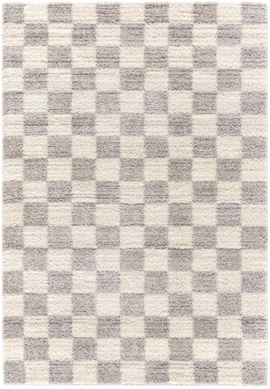 Modern Geometrical Design Cream And Gray Machine Woven Area Rug - The Rug Decor