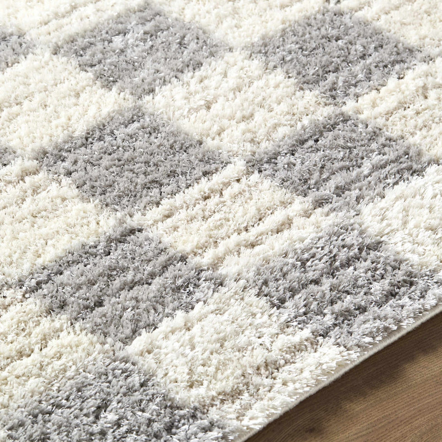 Modern Geometrical Design Cream And Gray Machine Woven Area Rug - The Rug Decor