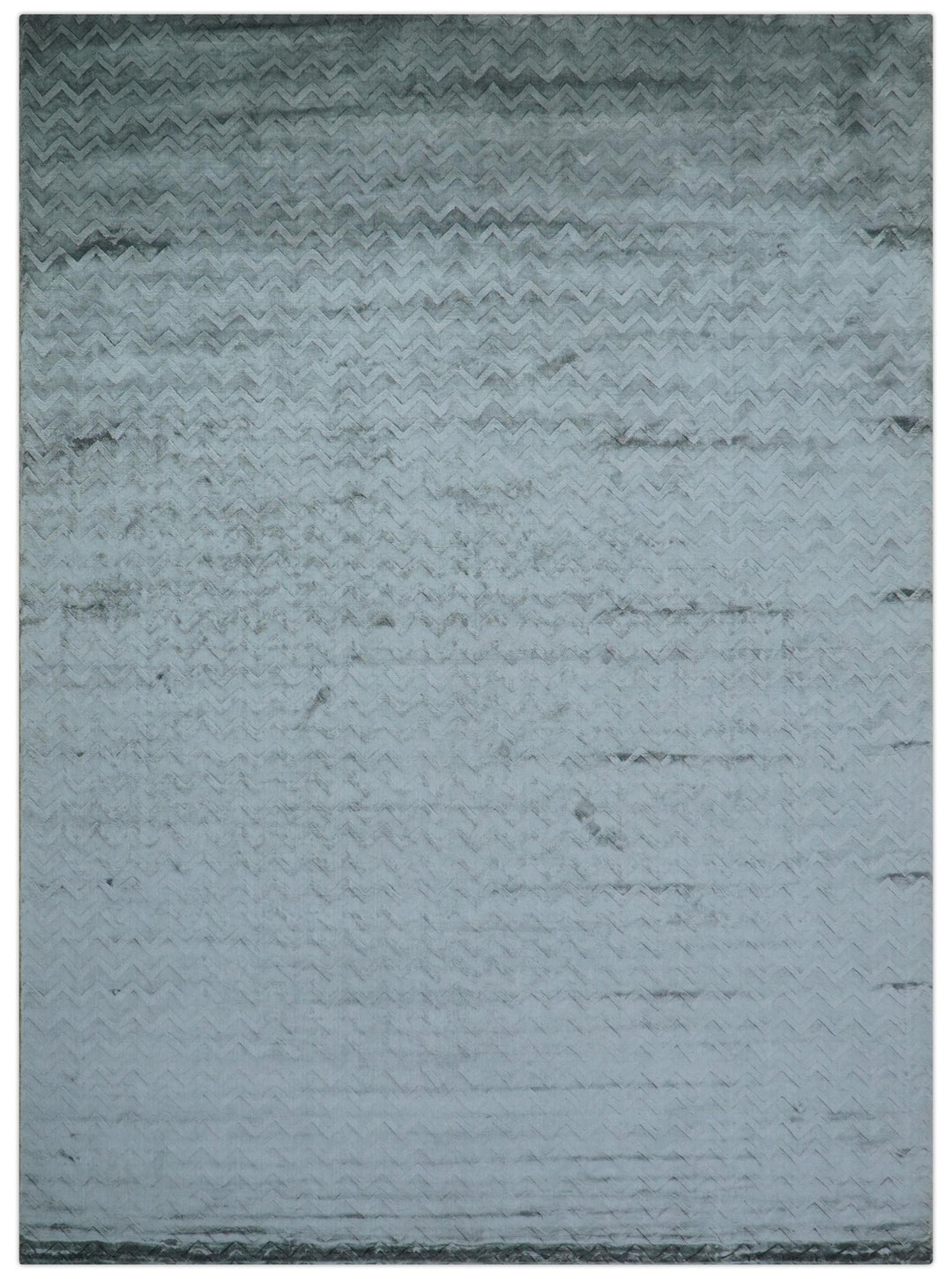 Modern Geometrical Design Dark Teal Hand Loom 9.5x13 Art Silk Area Rug - The Rug Decor