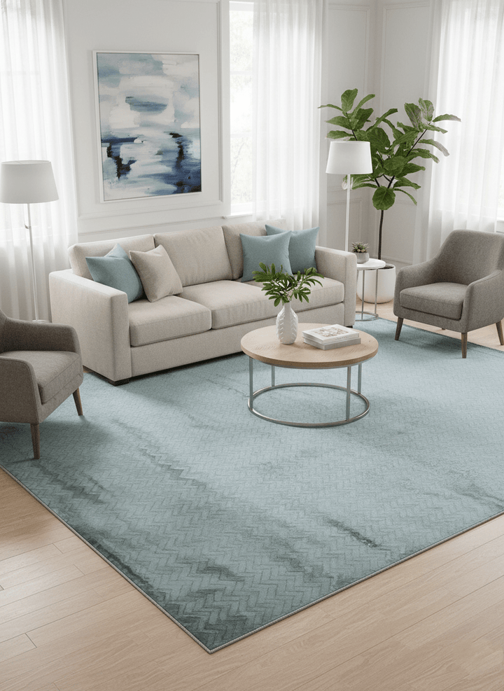 Modern Geometrical Design Dark Teal Hand Loom 9.5x13 Art Silk Area Rug - The Rug Decor