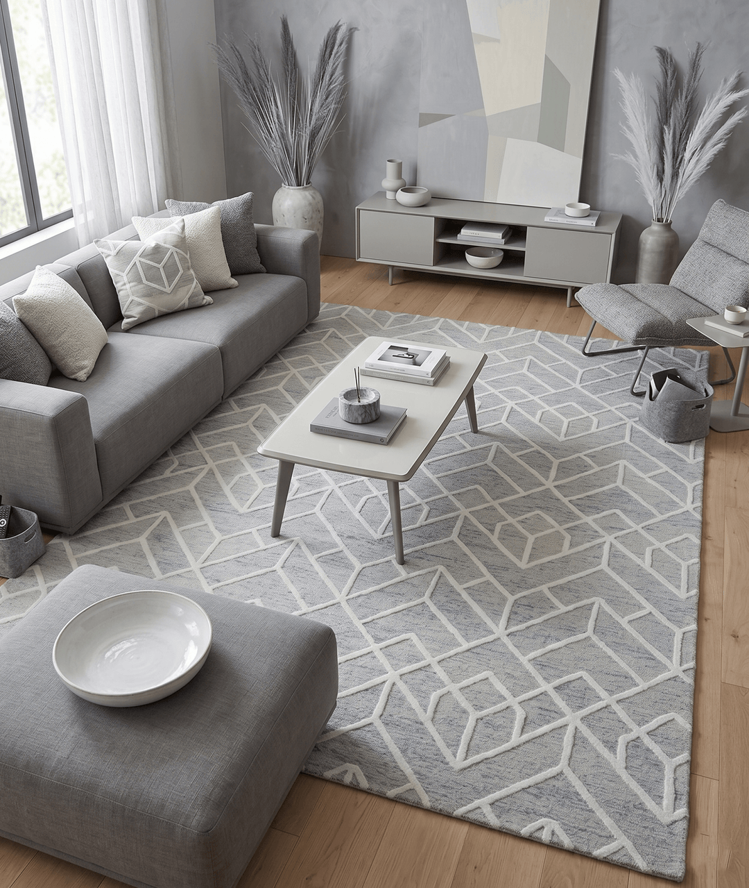 Modern Geometrical Design Hand Tufted Wool Area Rug - The Rug Decor