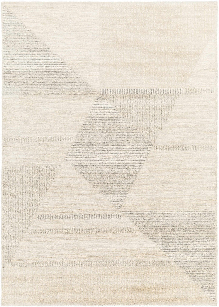 Modern Geometrical Design Ivory Machine Woven Rug - The Rug Decor