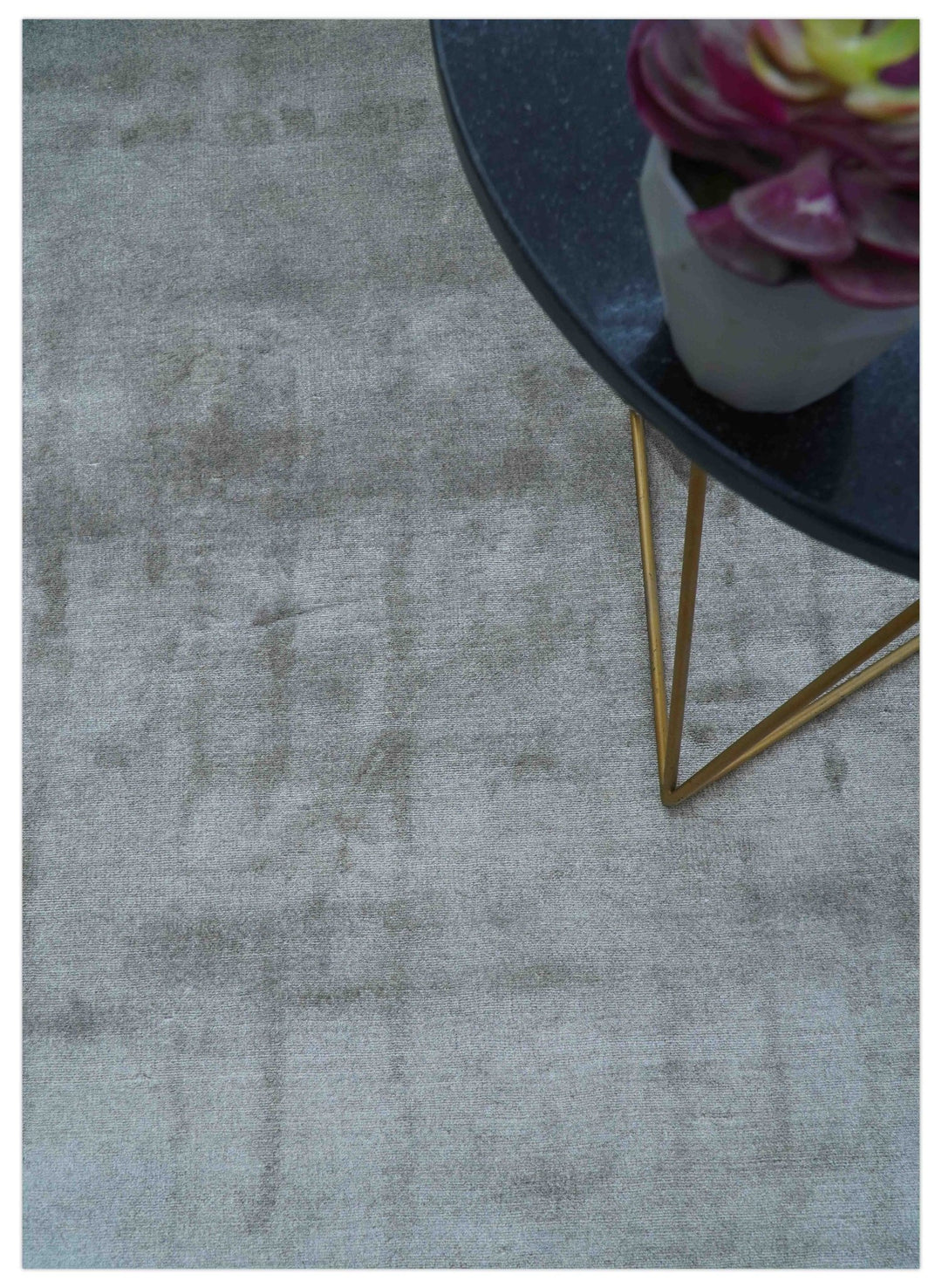 Modern Geometrical Design Silver Hand Loom 10x13 Art Silk Area Rug - The Rug Decor