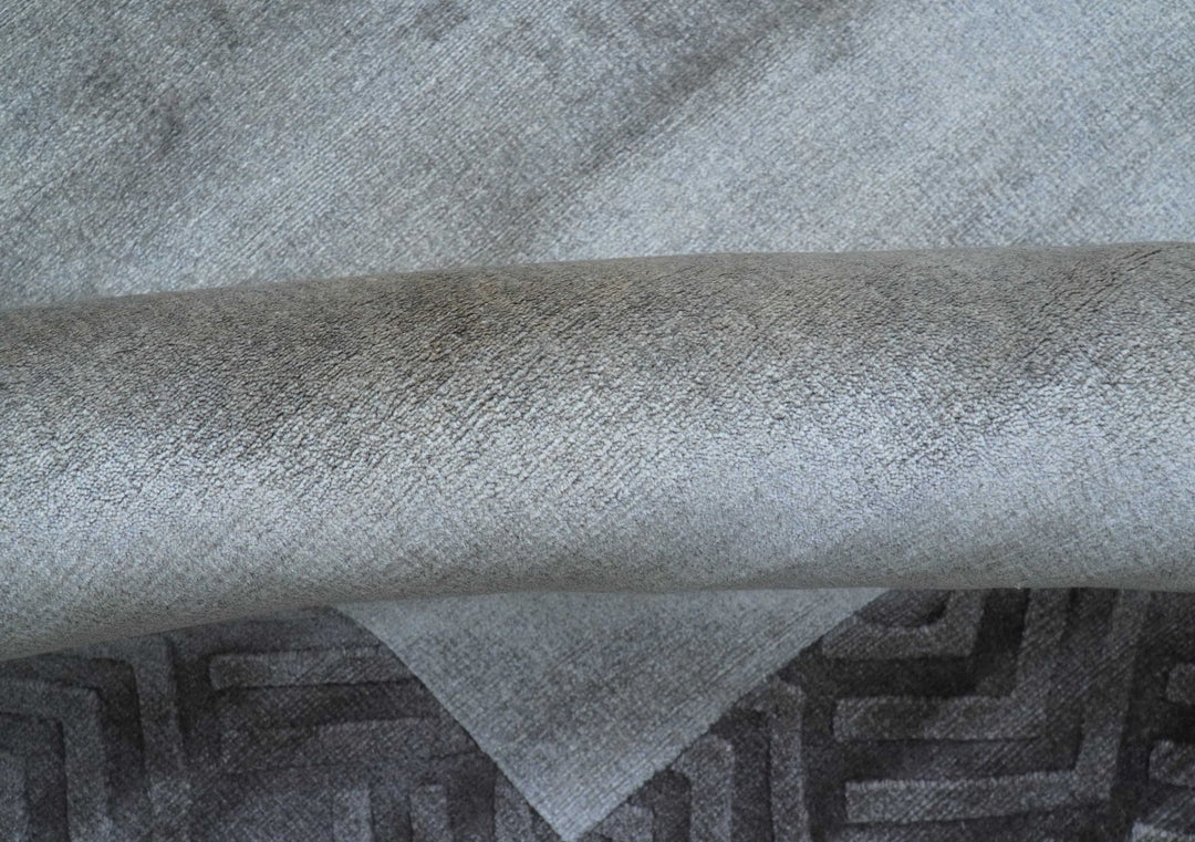 Modern Geometrical Design Silver Hand Loom 10x13 Art Silk Area Rug - The Rug Decor