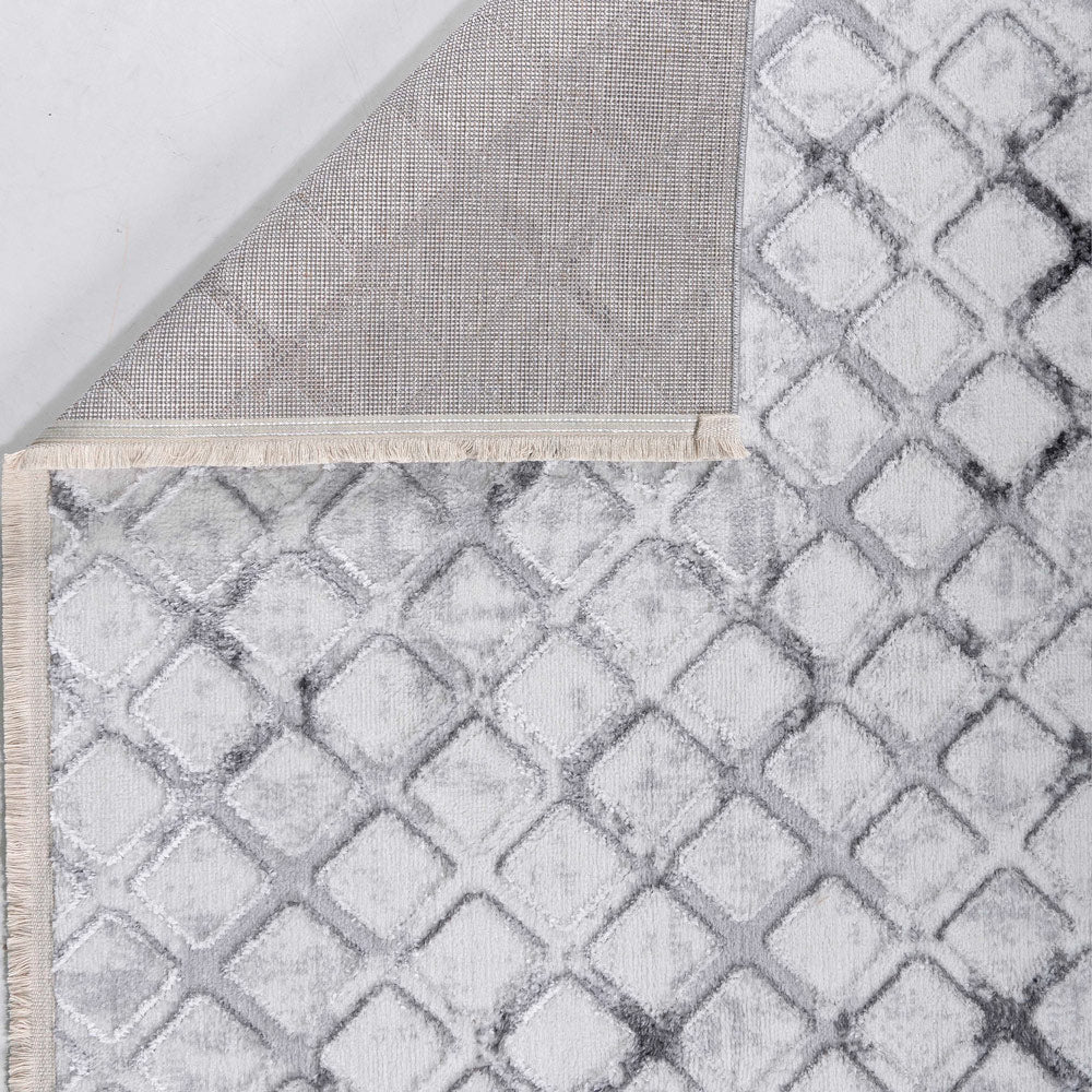 Modern Geometrical Design White Machine Washable Rug - The Rug Decor