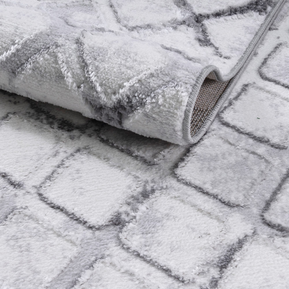 Modern Geometrical Design White Machine Washable Rug - The Rug Decor